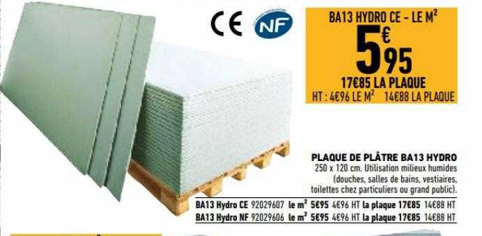 Plaque De Plâtre Ba13 Hydro