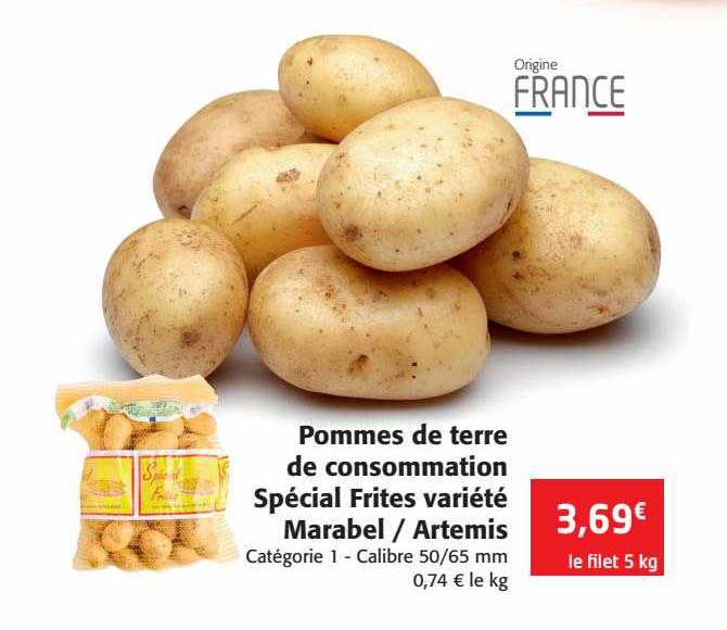 pommes de terre de consommation spécial frites variété marabel-artemis