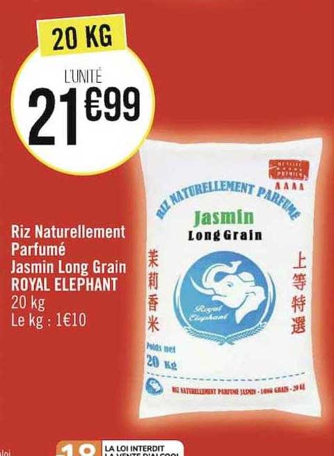 riz naturellement parfumé jasmin long grain royal elephant