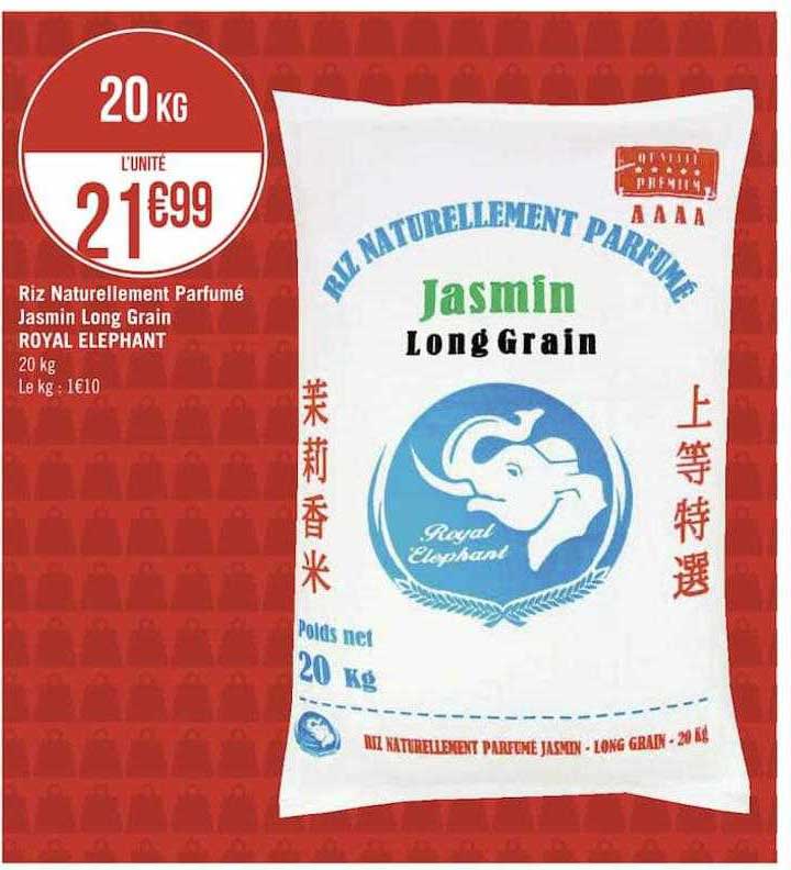 riz naturellement parfumé jasmin long grain royal elephant