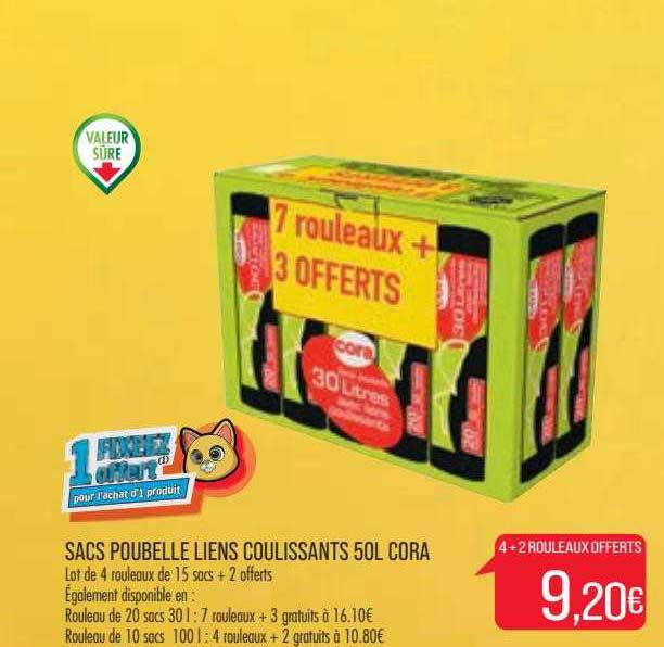 Sacs Poubelle Liens Coulissants 50l Cora