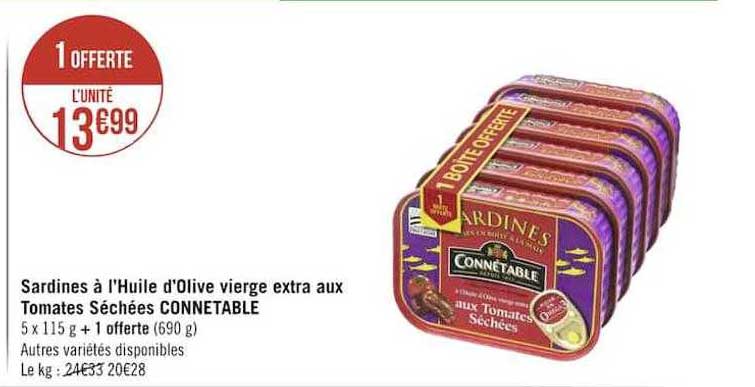 Sardines à L'huile D'olive Vierge Extra Aux Tomates Séchées Connetable