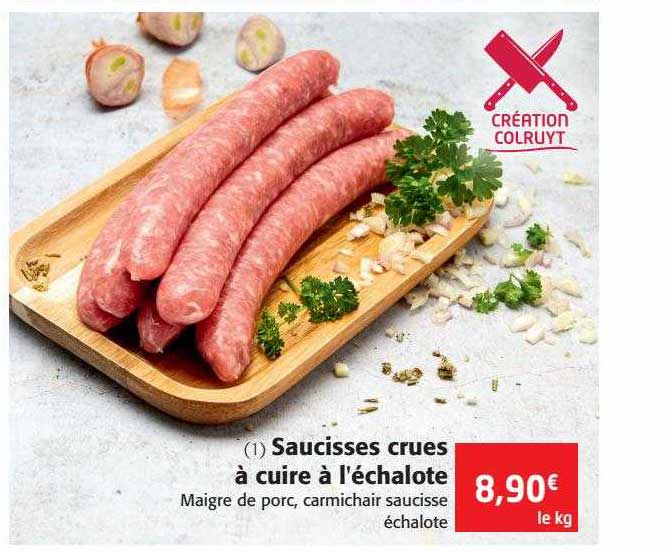 saucisses crues à cuire à l'échalote