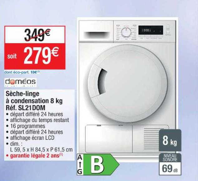 sèche-linge à condensation 8 kg doméos