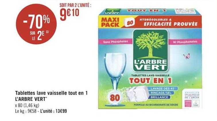 tablettes lave vaiselle tout en 1 l'arbre vert