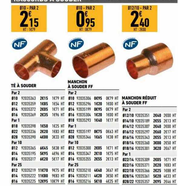 té a souder, machon & souder ff,  manchon réduit à souder ff