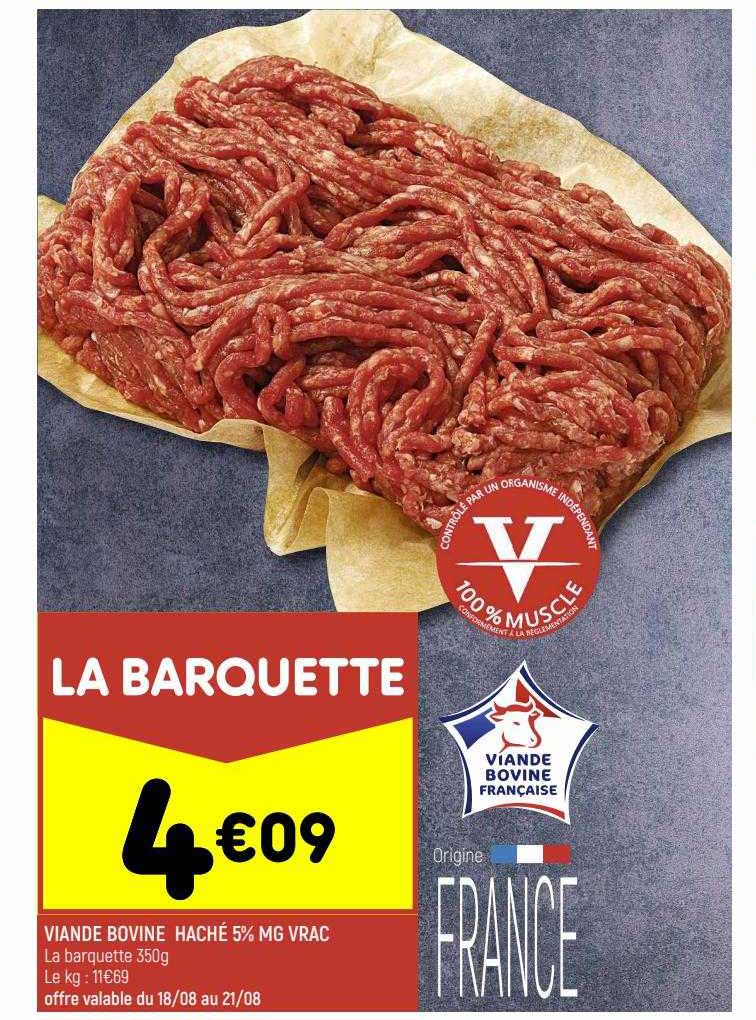 Viande Bovine Hache 5% Mg Vrac