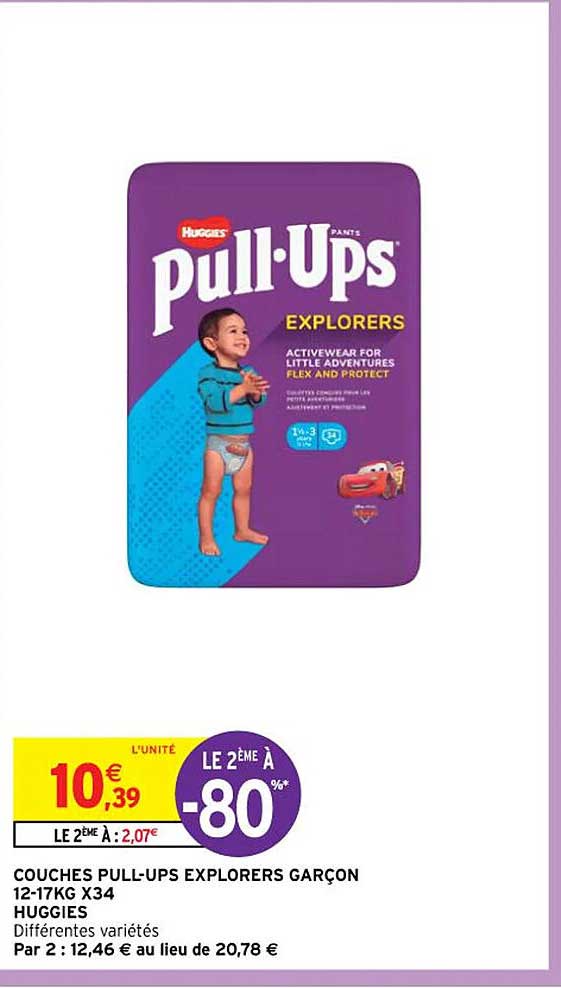 couches pull-ups explorers garçon 12-17 kg x 34 huggies
