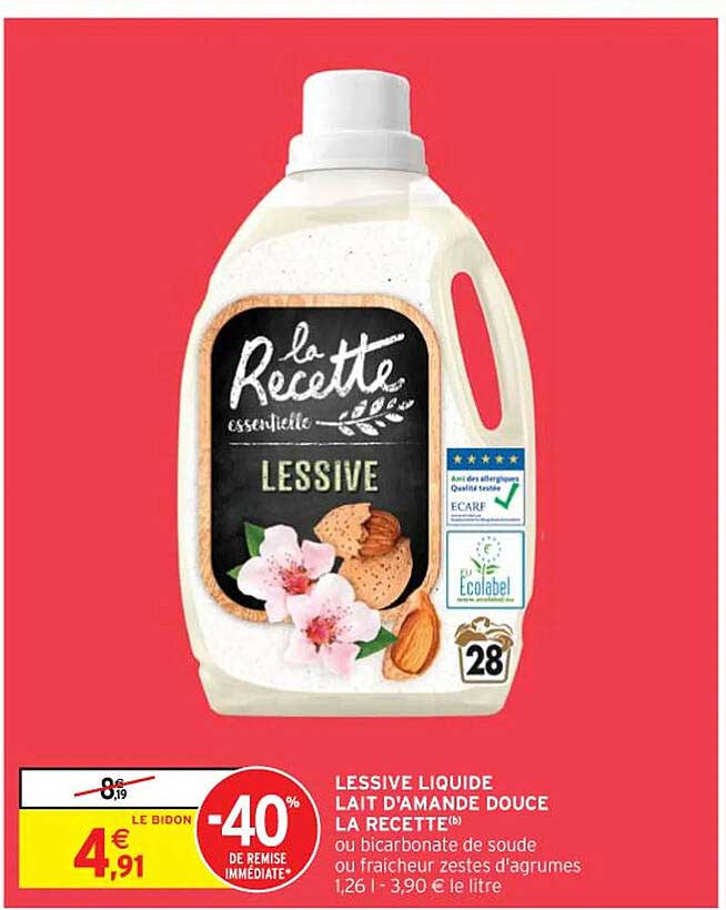 lessive liquide lait d'amande douce la recette