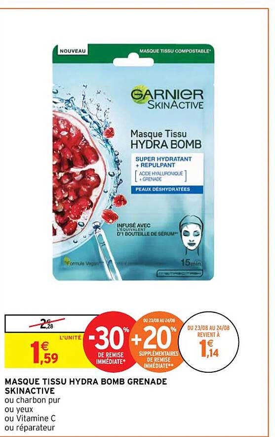 masque tissu hydra bomb grenade skinactive