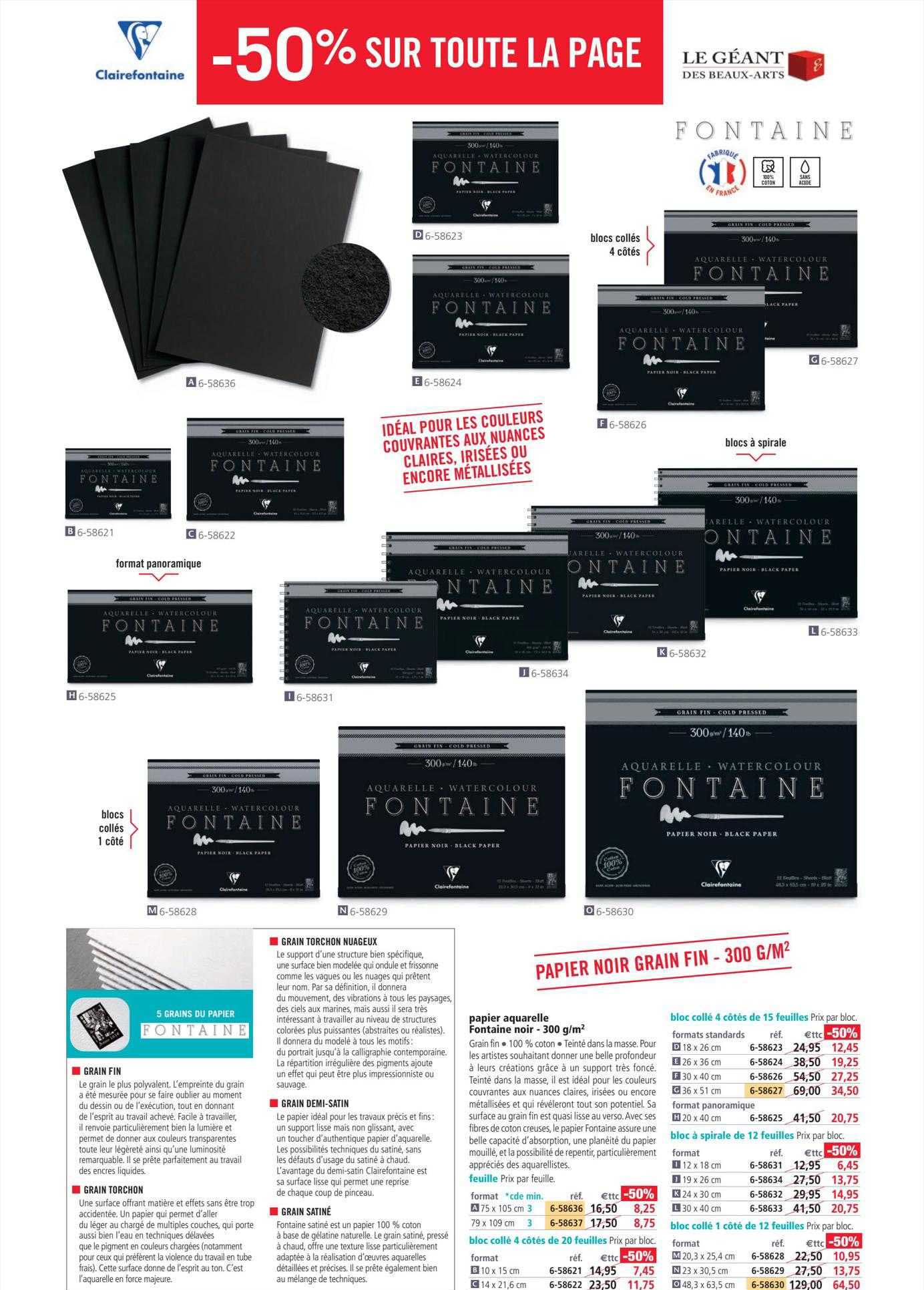 Papier Aquarelle Fontaine Noire