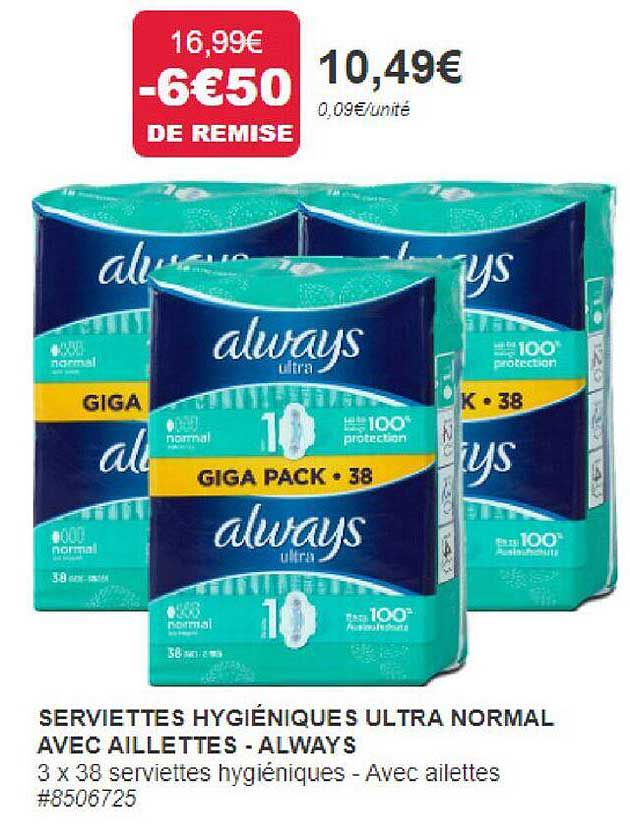 Serviettes Hygiéniques Ultra Normal Avec Aillettes - Always