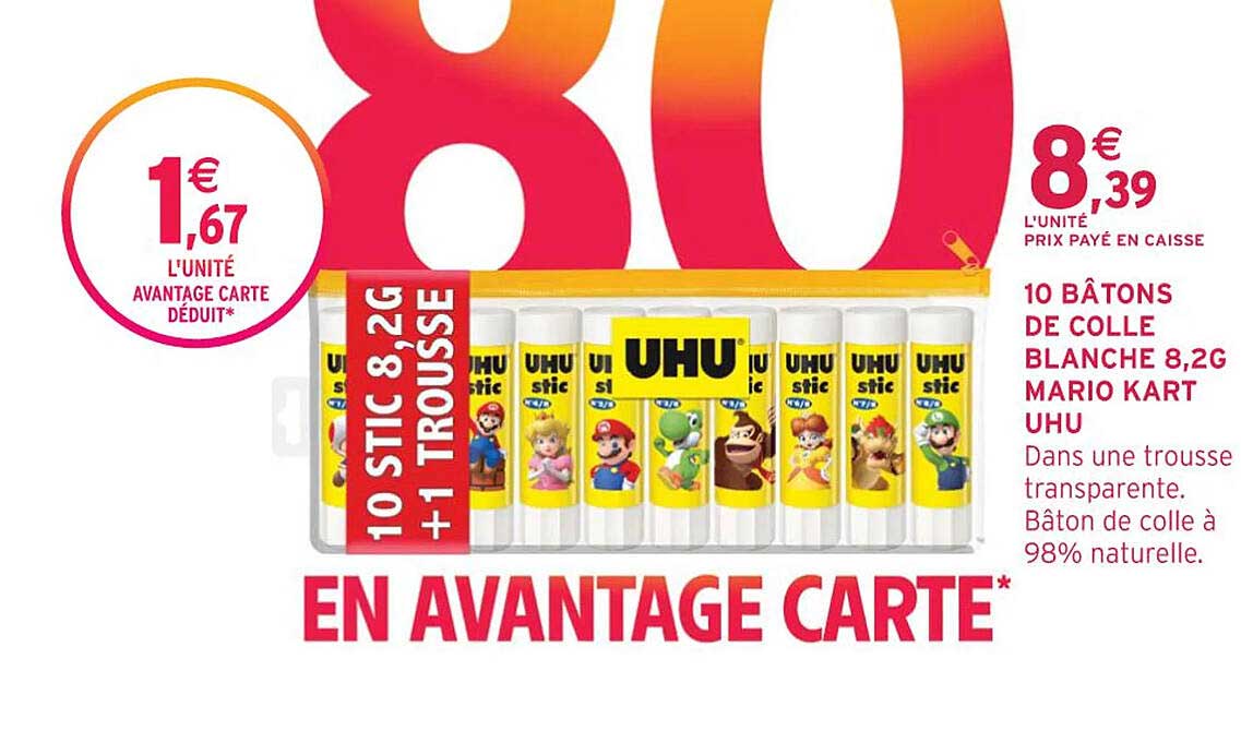 10 Bâtons De Colle Blanche 8,2 G Mario Kart Uhu