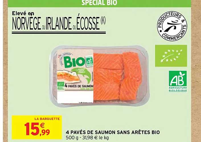 4 pavés de saumon sans arêtes bio