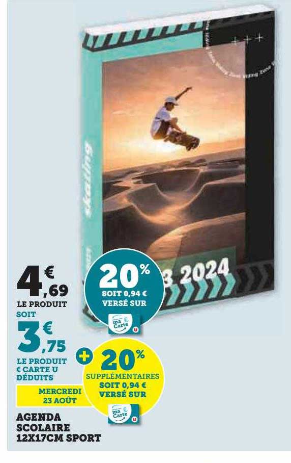 Agenda Scolaire 12 X 17 Cm Sport