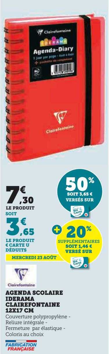Agenda Scolaire Inderama Clairefontaine 12 X 17 Cm Clairefontaine