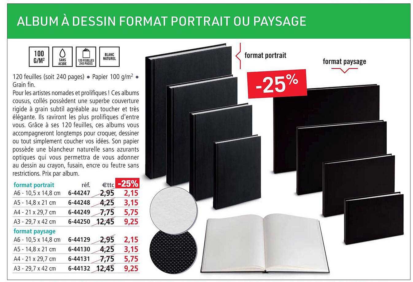 album à dessin format portrait ou paysage