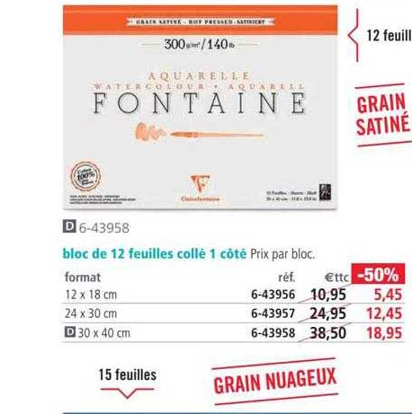 Bloc De 12 Feuilles Collé 1 Côté