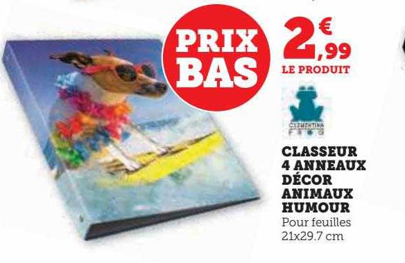 Classeur 4 Anneaux Décor Animaux Humour