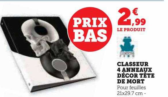classeur 4 anneaux décor tête de mort