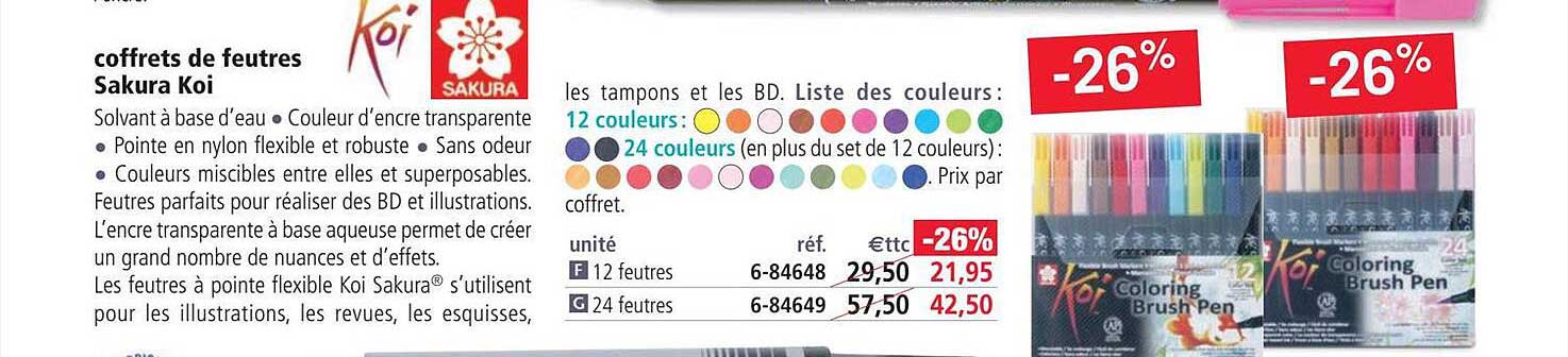 coffrets de feutres sakura koi