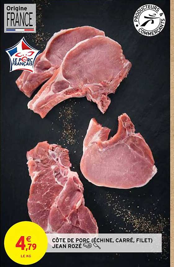 côtes de porc (échine, carré, filet) jean rozé