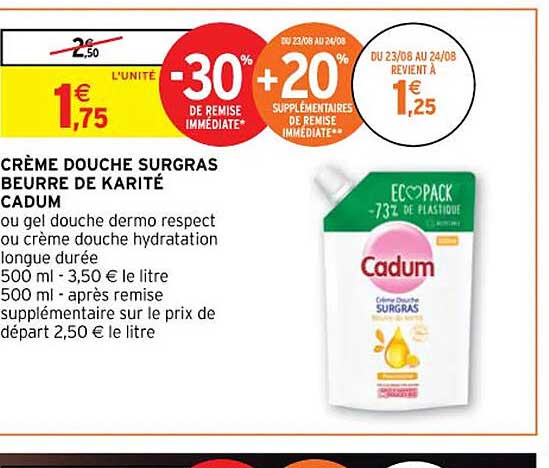 crème douche surgras beurre de karité cadum