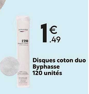 disques coton duo byphasse 120 unités