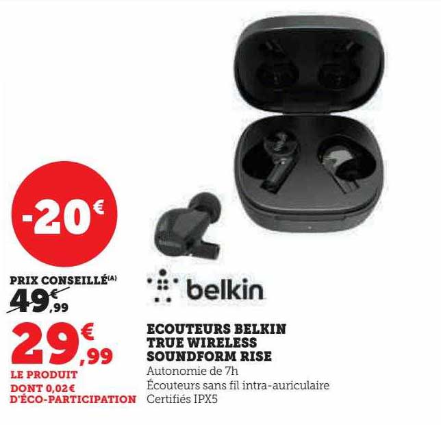 écouteurs belkin true wireless soundform rise