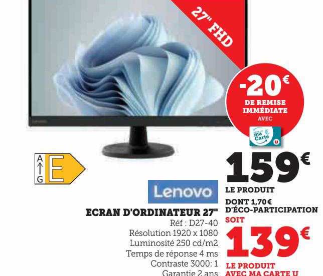 écran d'ordinateur 27" lenovo