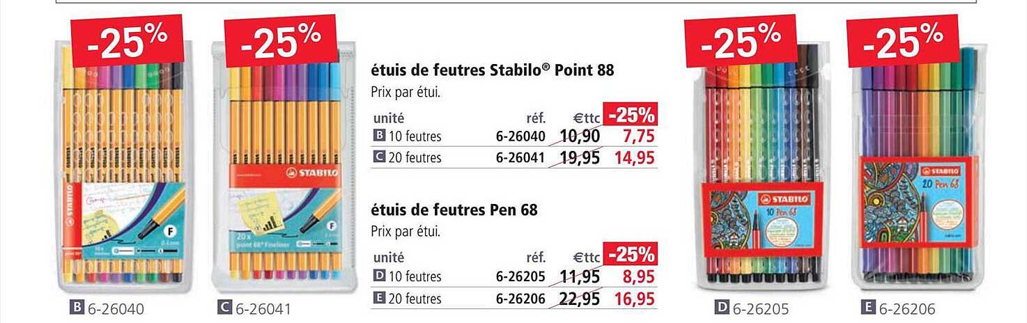 étuis de feutres stabilo point 88, étuis de feutres pen 68