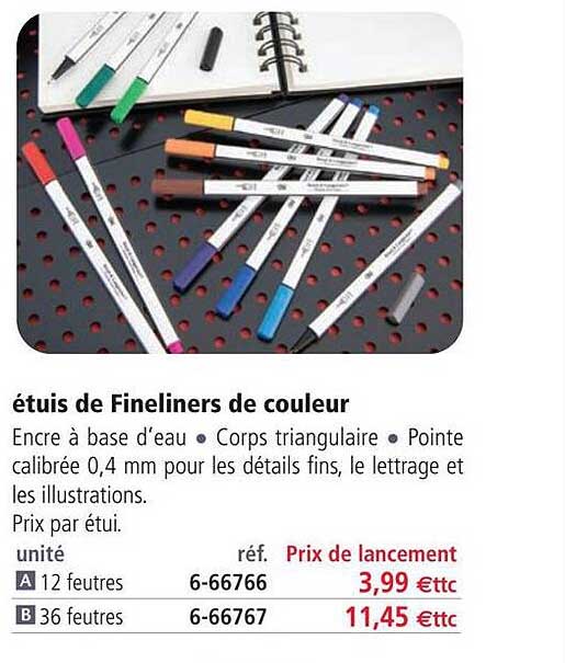 étuis de fineliners de couleur
