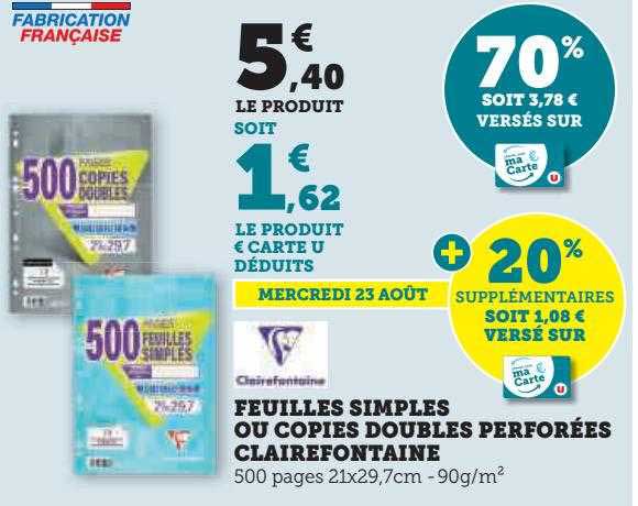 Feuilles Simples Ou Copies Doubles Perforées Clairefontaine
