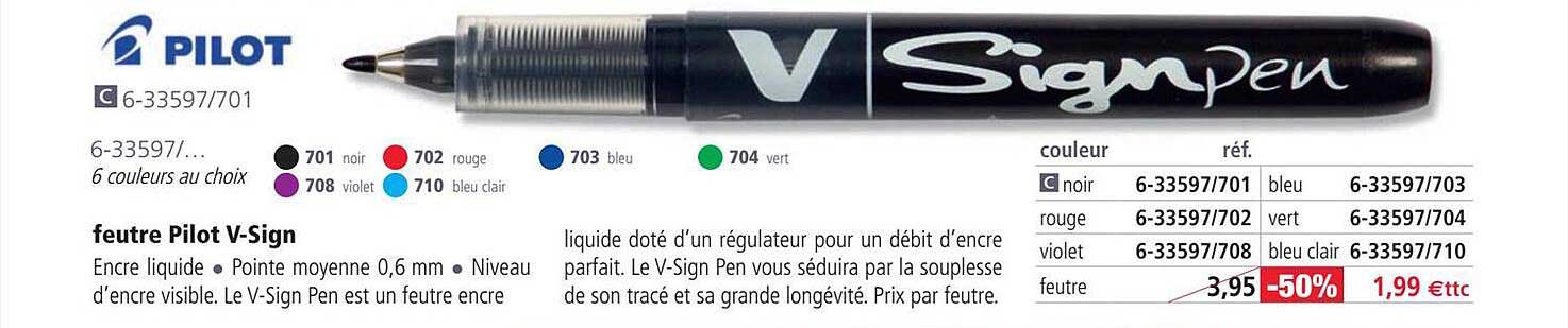 feutre pilot v-sign