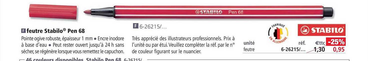 feutre stabilo pen 68