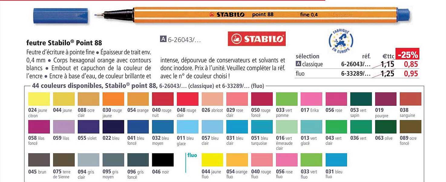 feutre stabilo point 88