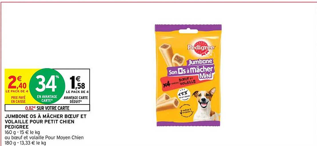 Jumbone Os à Mâcher Bœuf Et Volaille Pour Petit Chien Pedigree