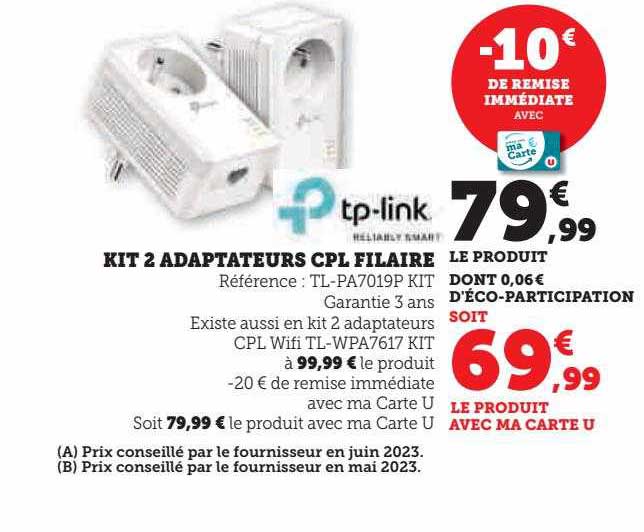kit 2 adaptateurs cpl filaire tp-link