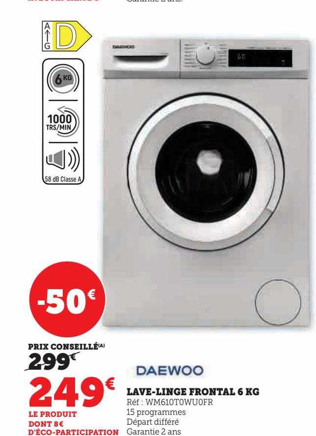 lave-linge frontal 6 kg daewoo