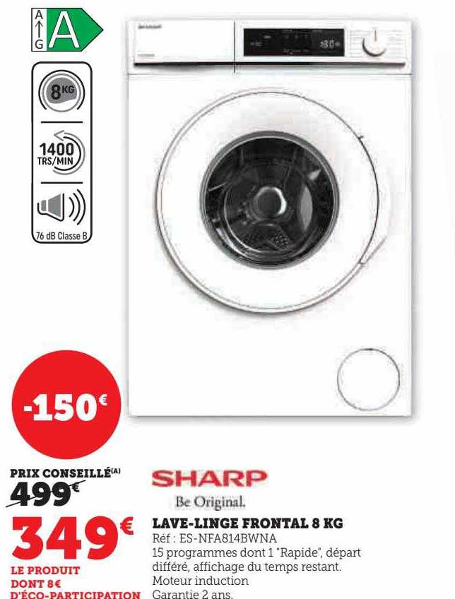 lave-linge frontal 8 kg sharp