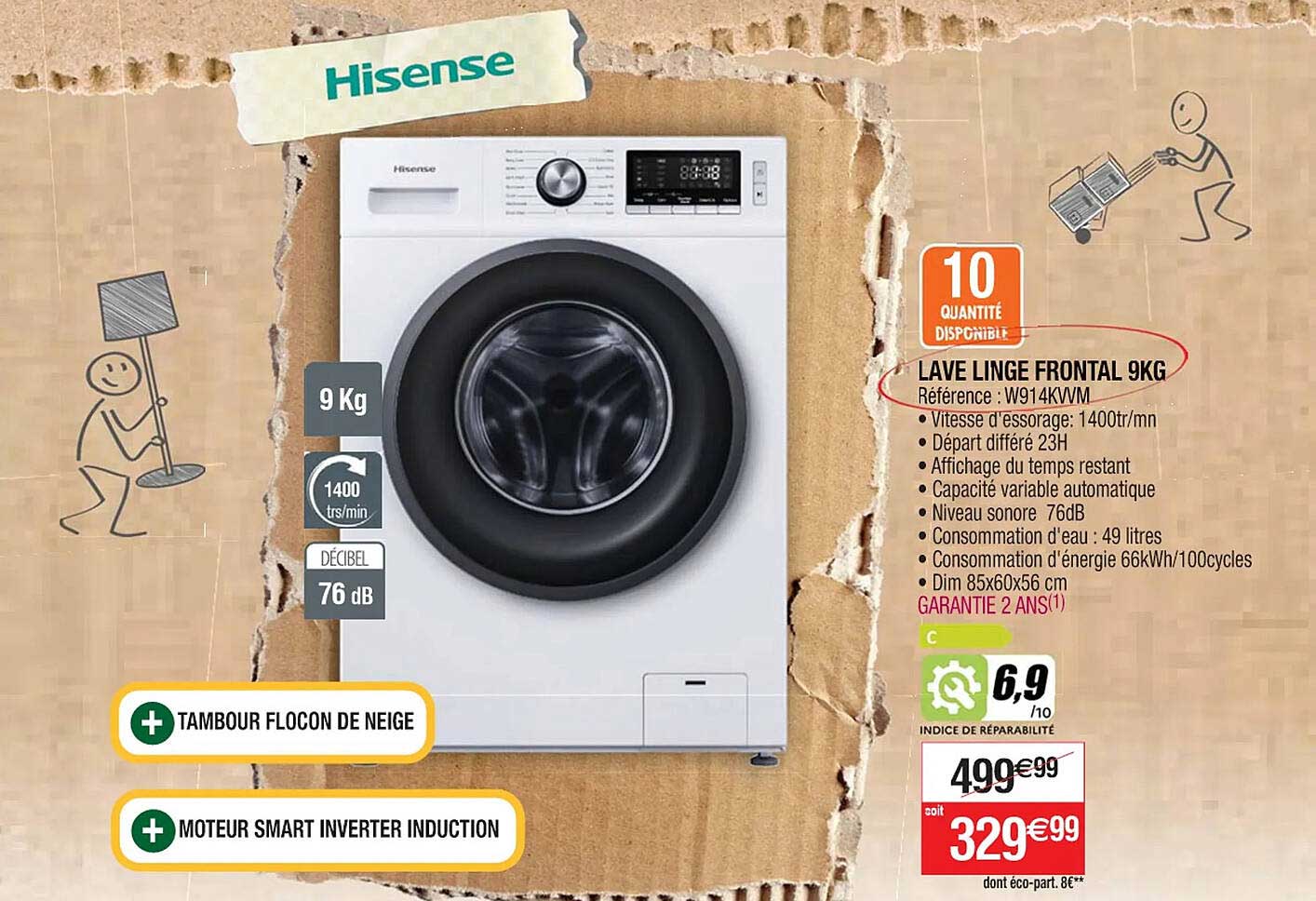 lave linge frontal 9kg hisense
