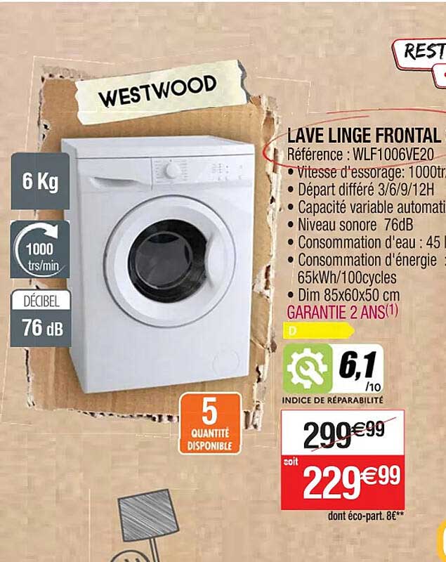 lave linge frontal westwood