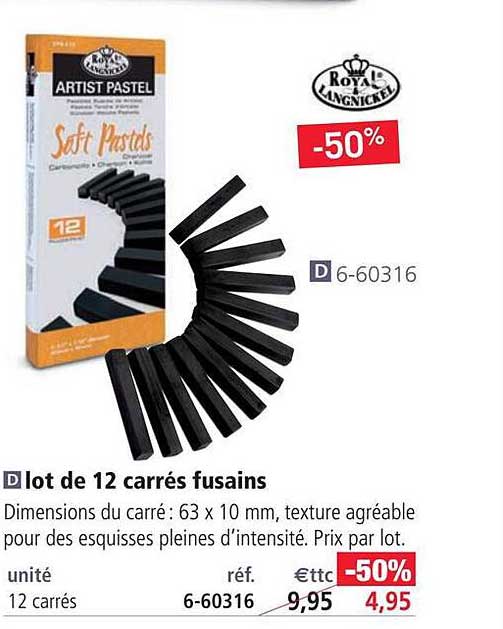 lot de 12 carrés fusains