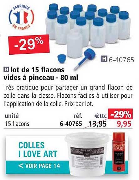 lot de 15 flacons vides à pinceau - 80ml
