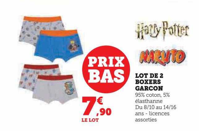 lot de 2 boxers garçon harry potter