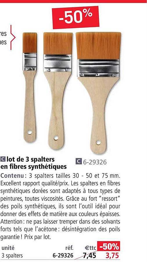 lot de 3 spalters en fibres synthétiques