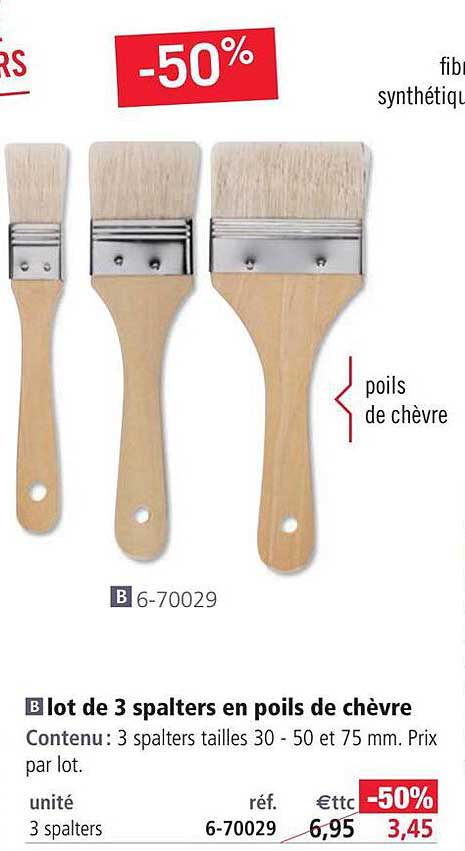lot de 3 spalters en poils de chèvre