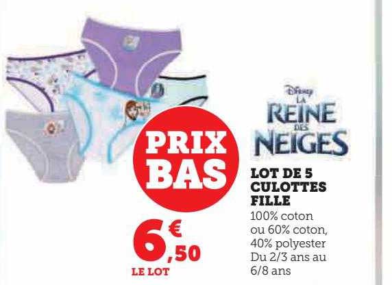 lot de 5 culottes fille la reine des neiges