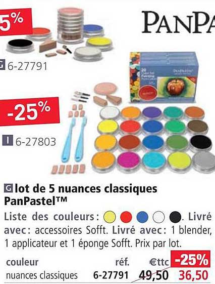lot de 5 nuances classiques pan pastel