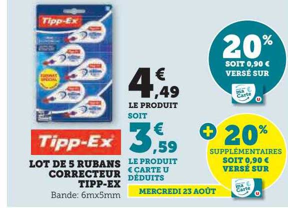 lot de 5 rubans correcteur tipp-ex